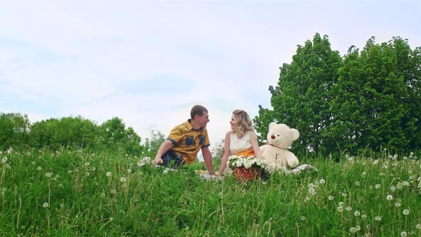 Couple Romantic In Love With Teddy bear