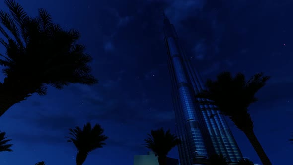 Burj Khalifa and Night Time-lapse Sky