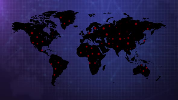 World Map Abstract Point spread virus in the world  alt