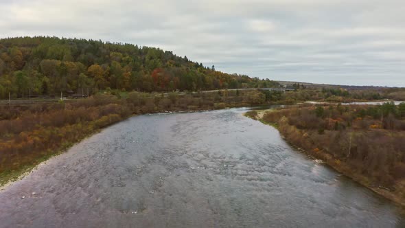 Flight Over Autumn Mountain River alt