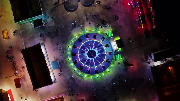 State fair at night time aerial view.