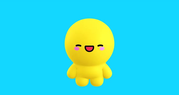 Funny Looped cartoon kawaii Smiley Boy character. Cute emotions and move animation. 4k video