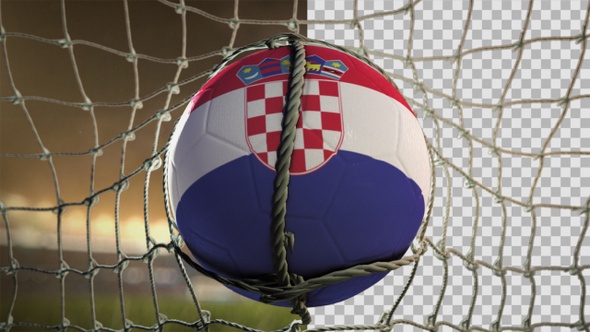 Soccer Ball Scoring Goal Night Frontal - Croatia