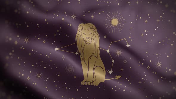 Leo Zodiac Horoscope Flag Loop Background 4K