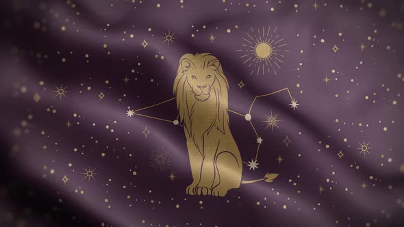 Leo Zodiac Horoscope Flag Loop Background 4K alt