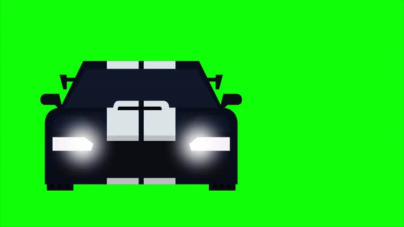 Animation of running sports car with green screen background.