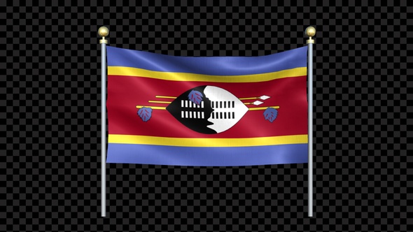 Swaziland Flag Waving In Double Pole Looped alt
