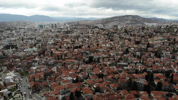 Sarajevo Drone Footage on a Gloomy Day