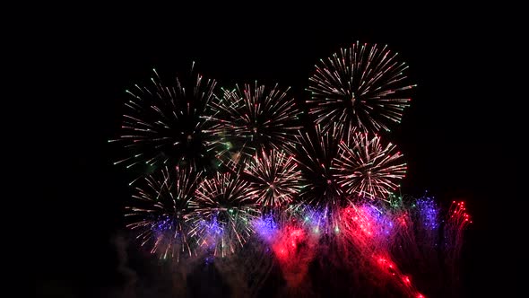 Fireworks Show in the Night Sky Isolated on Black Background alt