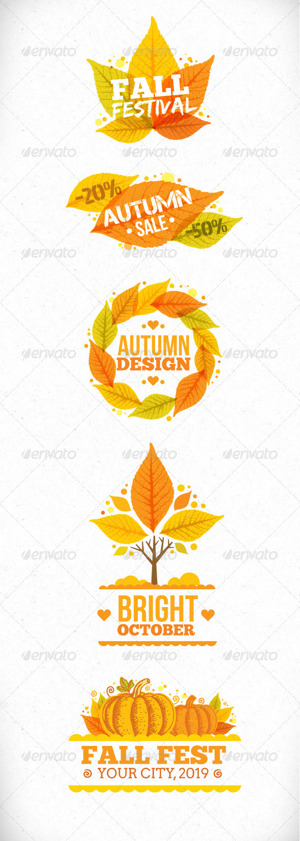 Autumn Leaves Vector Art Design Elements - Seasons Nature