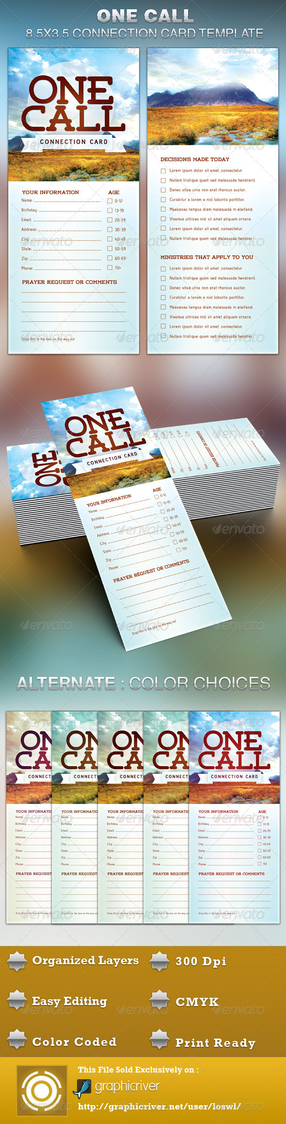 One Call Church Connection Card Template - Cards & Invites Print Templates