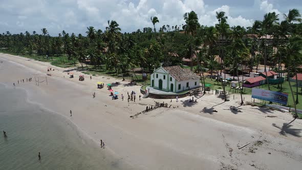 Tropical summer beach. Brazilian beach tourism landmark. alt