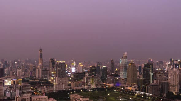 Bangkok business shopping district city center, day to night – Time Lapse