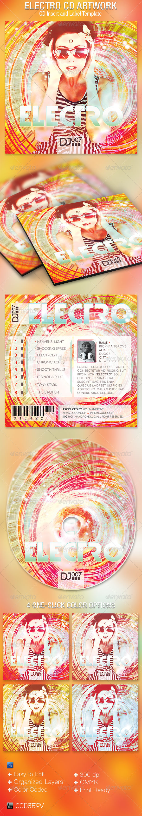 Electro CD Artwork Template - CD & DVD Artwork Print Templates
