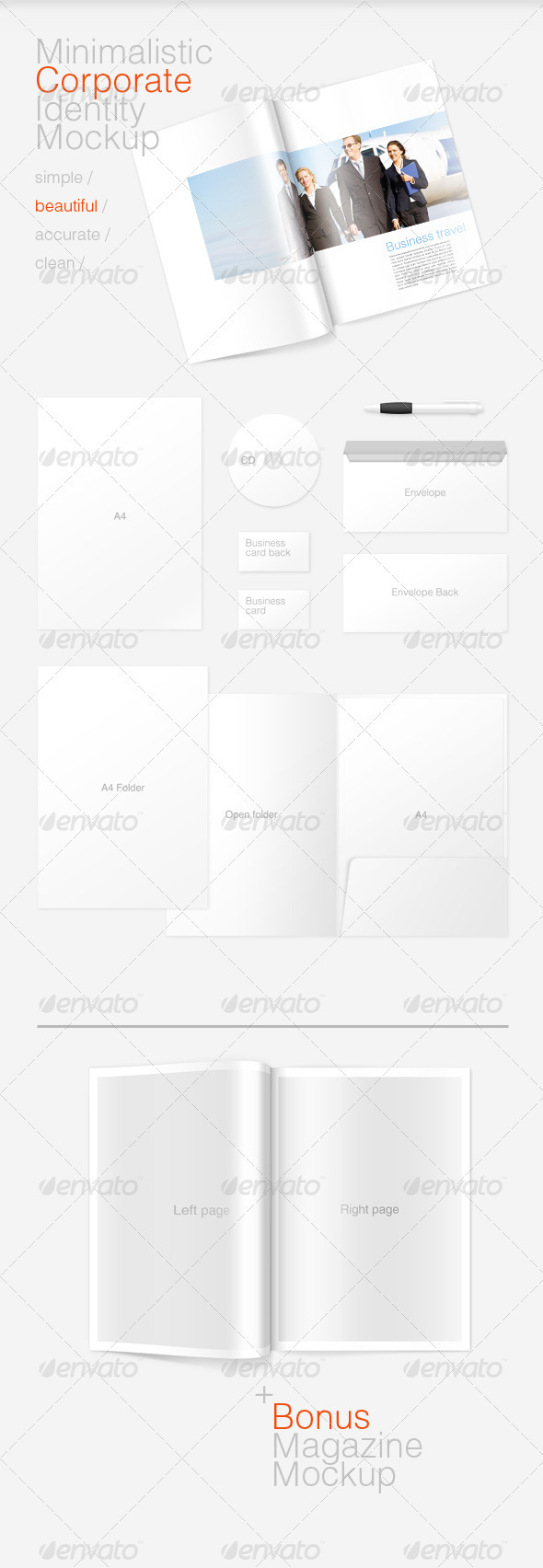 Minimal Corporate Identity and Magazine Mockup - Magazines Print