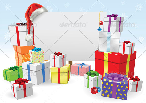 Christmas sign and gifts concept