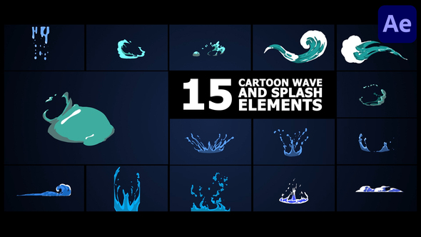 Cartoon Wave And Splash Elements | After Effects Elements template preview