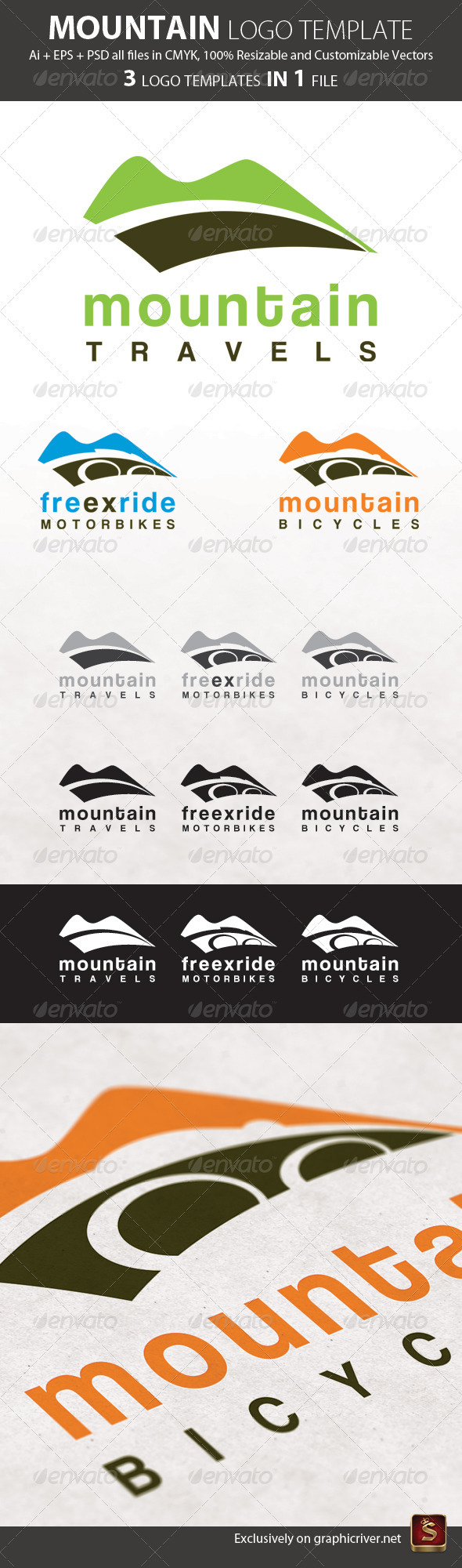Mountain Logo Template 3in1 - Nature Logo Templates
