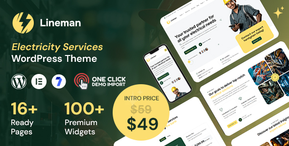 Lineman – Electricity Services WordPress Theme