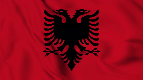 Albania flag seamless closeup waving animation