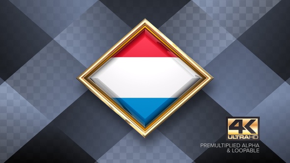 Luxembourg Flag Rotating Badge 4K Looping with Transparent Background