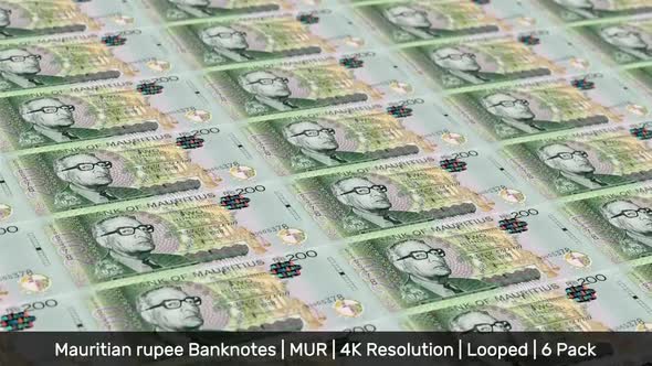 Mauritius Banknotes Money / Mauritian rupee / Currency ₨ / MUR / 6 Pack - 4K alt