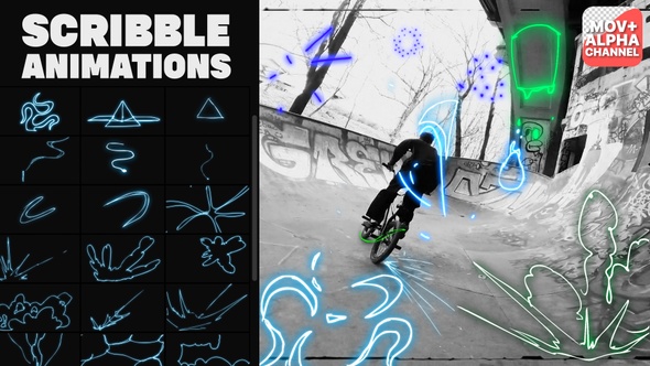 Abstract Scribble Animations | Motion Graphics Pack