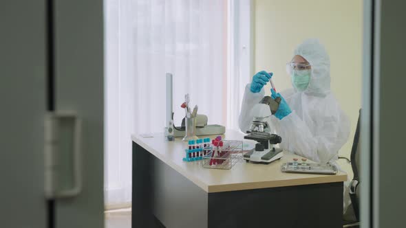 Scientists are working to research vaccines in Sterile room