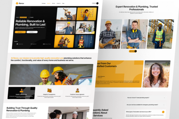 Renov - Renovation and Plumbing Elementor Template Kit for Contractors and Home Services
