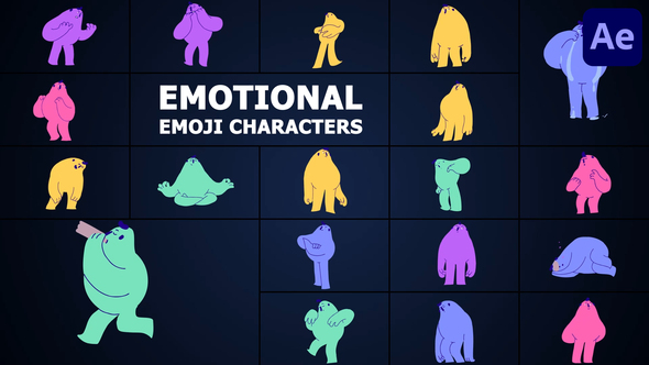 Emoji Emotional Characters for After Effects Elements template preview