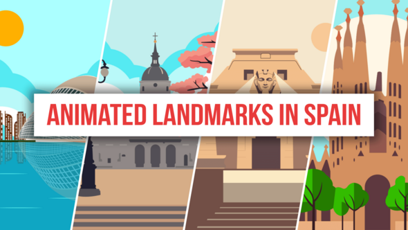 Animated Landmarks In Spain Infographics template preview