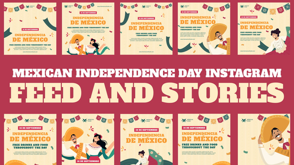 Mexican Independence Day Feed and Stories Instagram Openers template preview