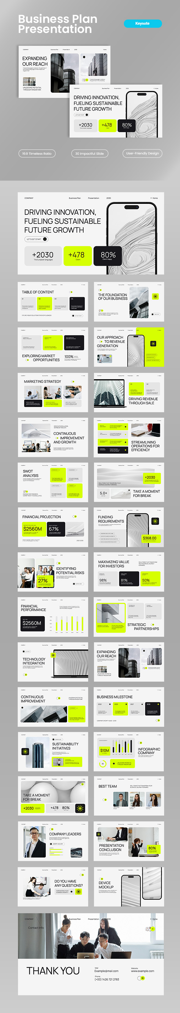 White Neon Green Modern Business Plan Presentation