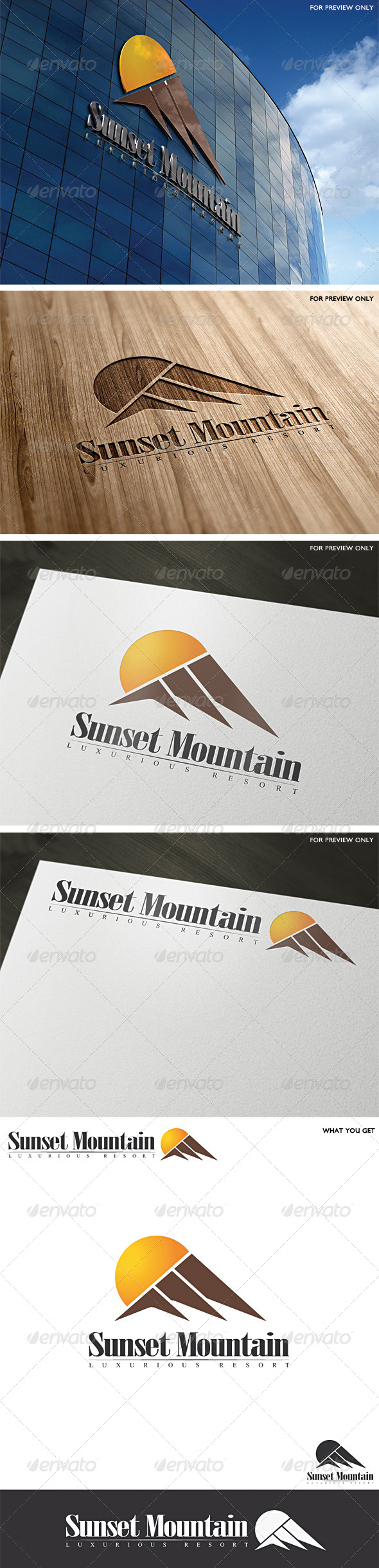 Sunset Mountain Resort Logo Template - Abstract Logo Templates