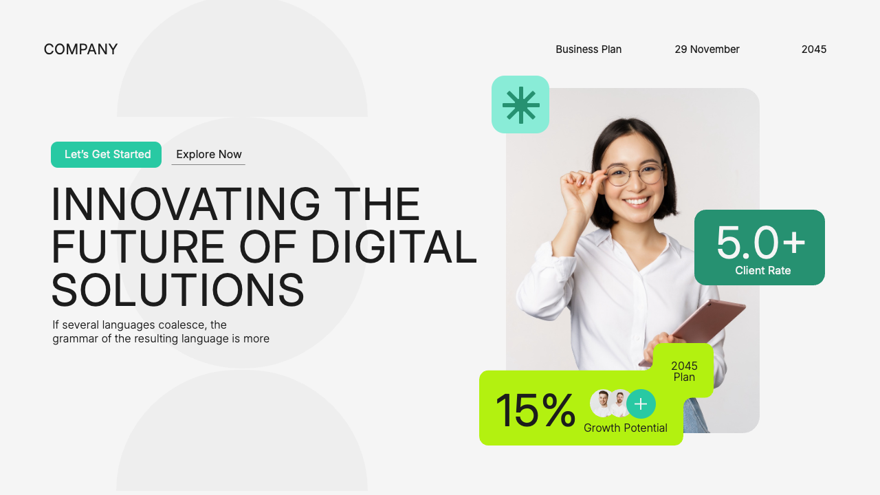 White Green Blue Modern Business Plan Presentation, Presentation Templates