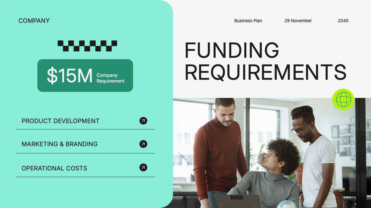 White Green Blue Modern Business Plan Presentation, Presentation Templates