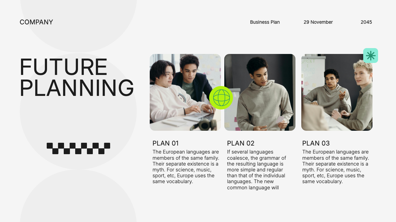 White Green Blue Modern Business Plan Presentation, Presentation Templates