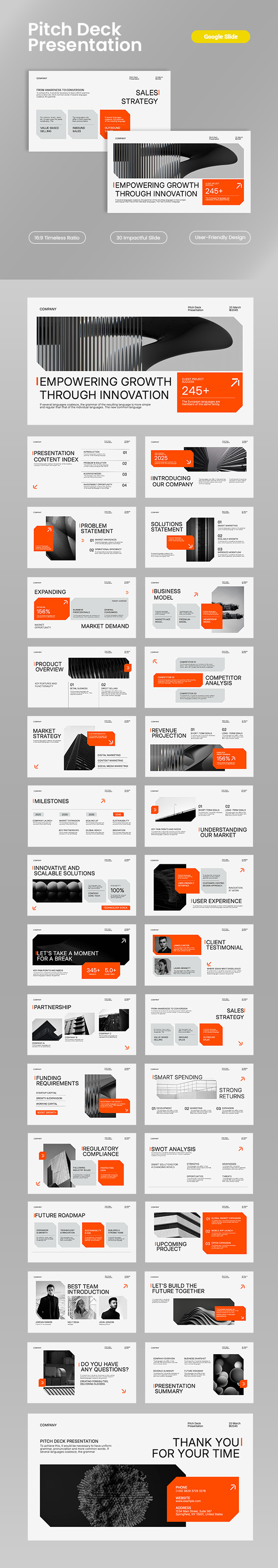 White Orange Minimalist Modern Pitch Deck Presentation