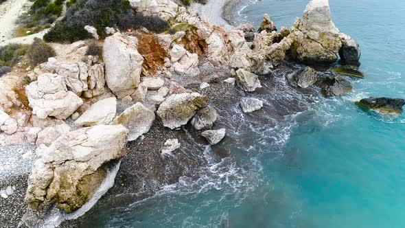 Calm Sea and Paradise Concept Landscape Footage of Ocean Blue Water and Rocks Sunny Daytime Seascape alt