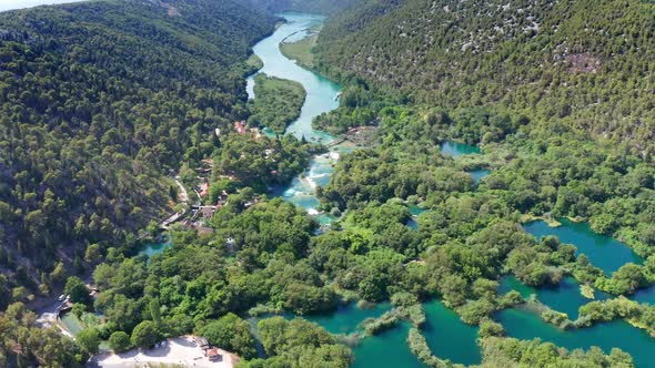 Drone Aerial Video Footage Flying Over Krka National Park Waterfalls ...