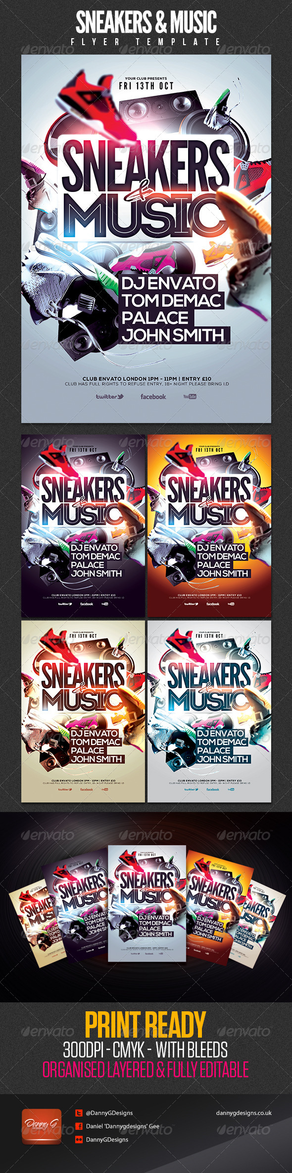 Sneakers & Music Flyer Template - Clubs & Parties Events