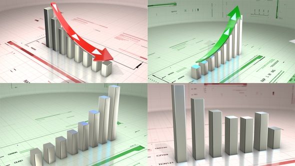 Ascending and Descending Exchange 3d Abstract Charts