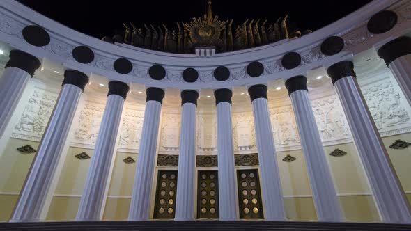 Central Pavilion of VDNH VDNKh Exhibition in Moscow Timelapse Hyperlapse alt