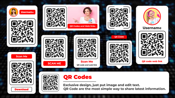QR Code Lower Thirds Animation Elements template preview