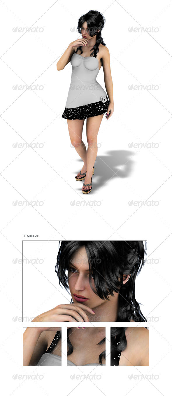 Girl Thinking - Characters 3D Renders