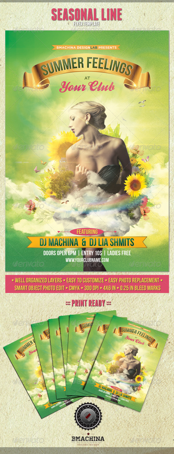 Summer Feelings Flyer Template - Clubs & Parties Events