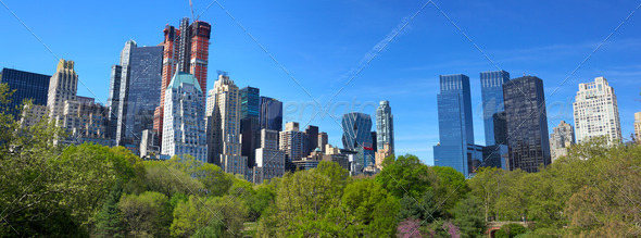 Central Park and Manhattan panorama - Stock Photo - Images