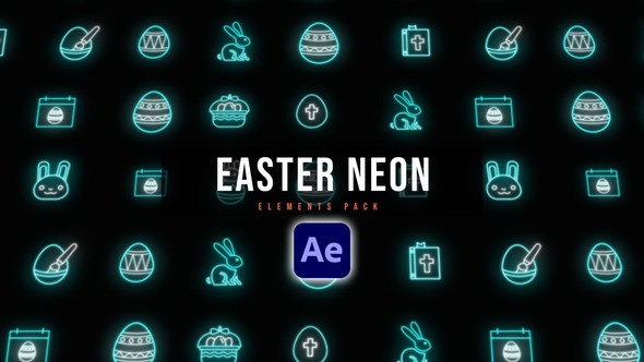 Easter Neon Icons Elements template preview