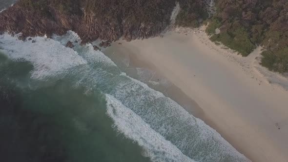 Sunrise at Zenith Beach Tomaree Mountain, Shoal Bay, Port Stephens New South Wales Aerial Drone 4K