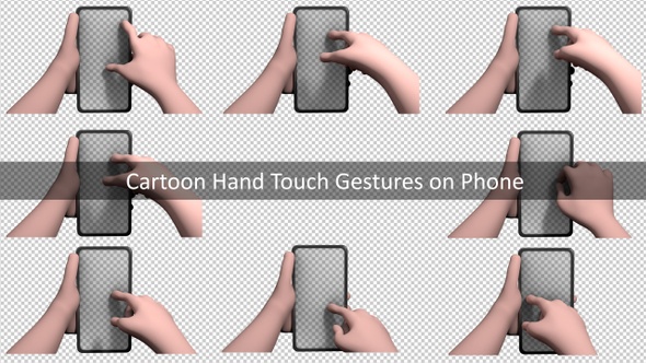 Cartoon Hand Touch Gestures On Phone alt